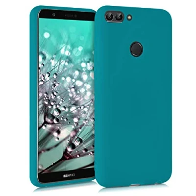 Abbildung von kwmobile Hülle kompatibel mit Huawei Enjoy 7S / P Smart (2017) weiches TPU Silikon Case Cover geeignet für kabelloses Laden Petrol matt