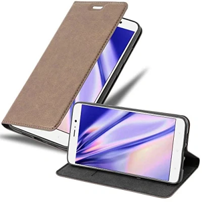 Abbildung von Cadorabo Hülle kompatibel mit Xiaomi Mi 5s Plus aus Premium Kunst Leder Flip Klappbare Stoßfeste Magnetische [Standfunktion] [Kartenfächern] Cover für Tasche in Braun