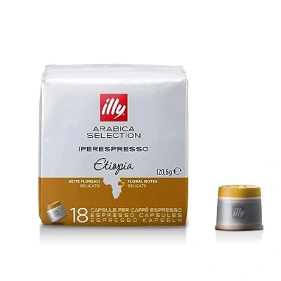Abbildung von illy Iperespresso Kaffeekapseln Arabica Selection Etiopia, Verpackung mit 18 Kapseln