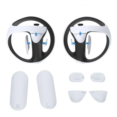 Abbildung von Digicharge Silikon Pad für PS VR2 Sense Controller, Griffe PSVR2 Zubehör, Playstation VR 2 Griffpolster, weich, bequem, rutschfest, schweißhemmend, (weiß)
