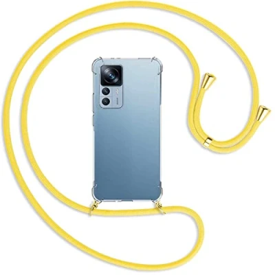 Abbildung von mtb more energy® Handykette kompatibel mit Xiaomi 12T, 12T Pro Banana Gelb/Gold Smartphone Hülle zum Umhängen Anti Shock Full TPU Case