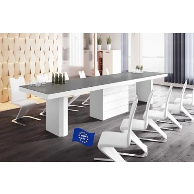 Abbildung von Design Esstisch Tisch HE 444 Grau Anthrazit MATT/Weiß HOCHGLANZ KOMBINATION XXL ausziehbar 160 bis 412 cm