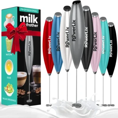 Abbildung von PowerLix Milchaufschäumer Stab ohne Ständer Elektrischer Milchschäumer 15 20s, 19000 U/min Batteriebetriebener Milk Frother für Kaffee, Latte, Cappuccino, heiße &amp; kalte Schokolade