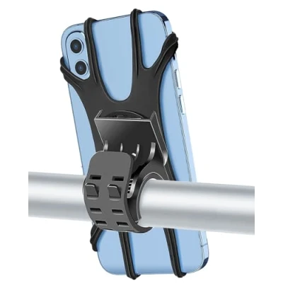 Abbildung von Zoeley Handyhalterung Fahrrad, Universal Motorrad 【1s Installation】Abnehmbare 360​​ Drehen【Silikon Anti Vibration】Fahrradhalterung Lenker Rennrad für alle 4.0 7 Zoll Smartphone (Black)