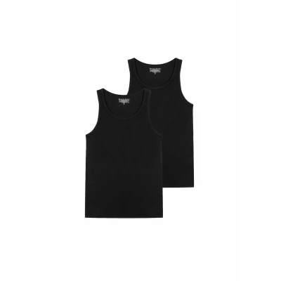 Abbildung von Bread &amp; Boxers 2PACK TANK Ribbed Unterhemd/shirt, Herren, Größe: Small, Black