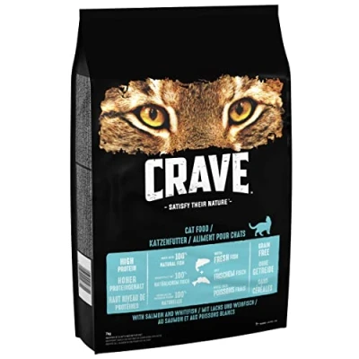 Abbildung von Crave Adult Trockenfutter mit Lachs &amp; Weißfisch, 7kg (1 Beutel) Premium Katzenfutter trocken hohem Proteingehalt und ohne Getreide Hergestellt 100 Prozent natürlichem Fisch