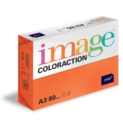 Abbildung von Image Coloraction Amsterdam farbiges Kopierpapier DIN A3, 297 x 420 mm, 80 g/m² buntes, holzfreies Druckerpapier für Kopierer 500 Blatt Orange
