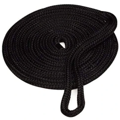 Abbildung von FreeTec Bootsseil Boot Fenderleine Nylon Dockline Festmacherleine Fenderseil mit Auge 15mm Durchmesser 7m lang Schwarz