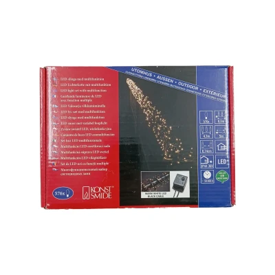 Abbildung von Konstsmide Micro LED Büschelllichterkette Cluster, mit 8 Funktionen, Steuergerät und Memoryfunktion, 576 warm weiße Dioden, 36V Außentrafo, schwarzes Kabel 3861 100