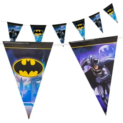 Abbildung von Party Factory `Batman&#039; Wimpelkette Papier mit 10 Wimpeln, Länge ca. 5 Meter, Girlande, Geburtstagsdeko, Mottoparty