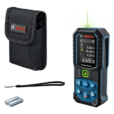 Abbildung von Bosch Professional Laser Entfernungsmesser GLM 50 23 G (grüner Laser, Neigungssensor, Reichweite: bis zu m, robust, IP65, ± 1,5 mm*, 2x AA Batterie, Schlaufe, Tasche)