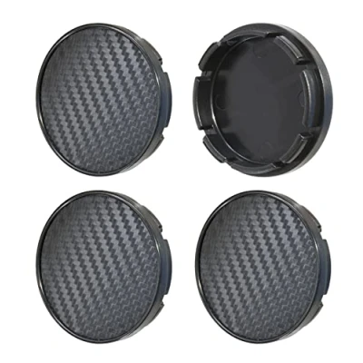Abbildung von Set 4 Stück x 55mm Nabenkappen Radkappen Kappen Felgenkappen(Carbon Schwarz, 55 SCHWARZ)