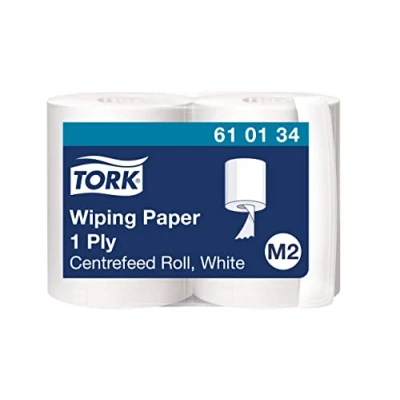 Abbildung von Tork Mehrzweck Papierwischtücher mit Innenabrollung Weiß M2, Hand und Oberflächenreinigung, 2 x 275 m, 610134