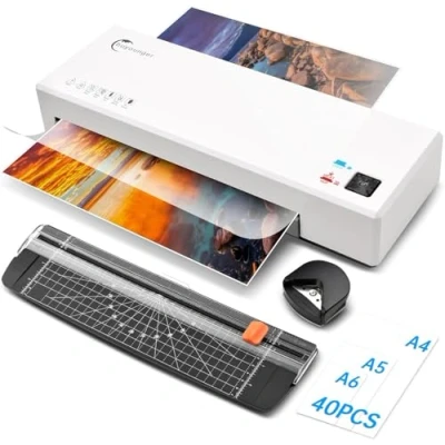 Abbildung von Laminiergerät,Laminiergerät A4 Mit 40Pcs Laminierfolien A5 A6, Buyounger Laminator papierschneider Eckenabrunder FürHeimgebrauch Büro Schule