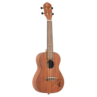 Abbildung von Ortega Guitars Konzert Ukulele akustisch Bonfire Series Sapeledecke mit lasergaviertem Motiv (RU5MM)