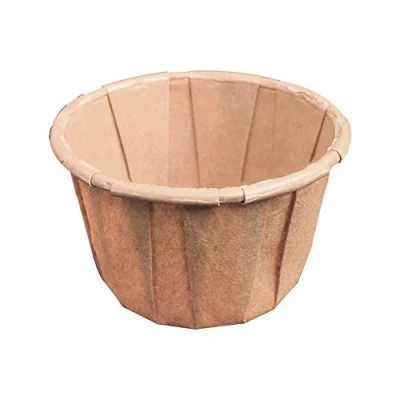 Abbildung von 250 Stück Gefaltete Pappbecher 30 ml Ø 4,2 x X3 cm Natural Perg. Fettabweisend