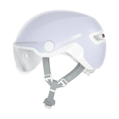 Abbildung von ABUS Stadthelm HUD Y ACE stylischer Fahrradhelm mit Visier und magnetischem, aufladbarem LED Rücklicht für Damen Herren Pure Lavender, Größe L