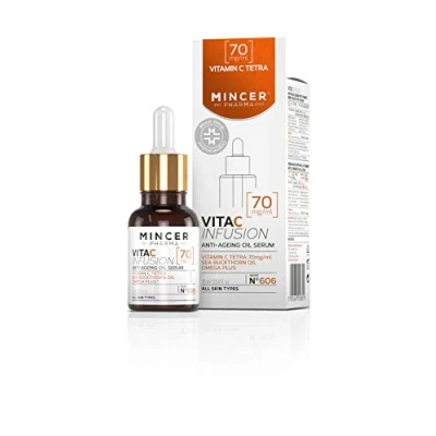 Abbildung von Mincer Pharma Vita C Infusion Anti Age Öl Serum Tetra 70 mg/ml für Ungleichmäßigen Hautton mit Sanddornöl und Omega Plus 15 ml