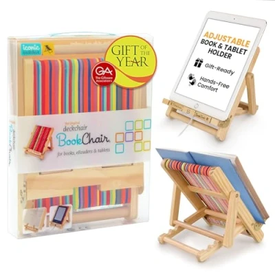 Abbildung von Deckchair Bookchair iPad Ständer Tablet Buchhalter Lesekissen Lesen im Bett zu Hause Schoßauflage Lustige Geschenkidee für Leser, Buchliebhaber
