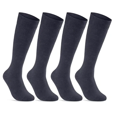 Abbildung von sockenkauf24 Kniestrümpfe Herren Damen Baumwolle mit Komfortbund Navy Blau 22125 (4 Paar 39 42)