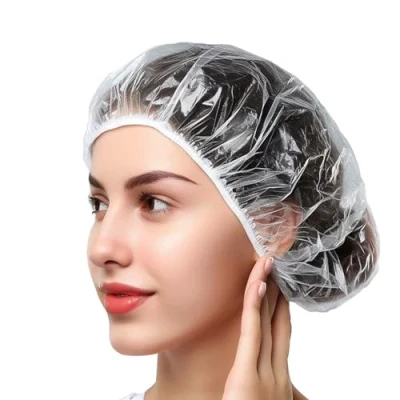Abbildung von Einweg Duschhaube,100 Stück Duschhaube,52cm Duschhaube,Wasserdichte und Wiederverwendbare Duschhauben,Haarschutz Haarhaube für Salon,Spa,Reise, Hotel,Dusche