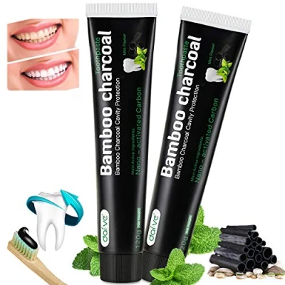 Abbildung von Aktivkohle Zahnpasta Schwarze Natürliche Zahnaufhellung Bamboo Charcoal Bambuskohle Weisse Zähne Raucher Black Weiße 2Stück