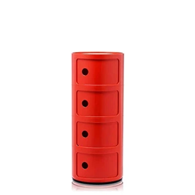 Abbildung von Kartell Componibili, 4 Elements, Rot, Runde Basis