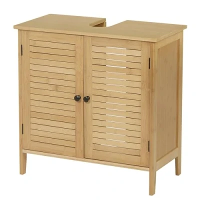 Abbildung von EUGAD Waschbeckenunterschrank Unterschrank Badezimmerschrank Waschtisch Badschrank mit 2 Türe 60 x 30 cm Bambus