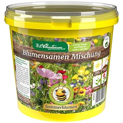 Abbildung von N.L. Chrestensen Blumensamen Mischung, Saatgut bienenfreundlich, Sommerblumen, Bienenweide, Bienen Blumen Samen, Blumenwiese für Bienen, reicht 100 bis 200 m2 (1L Eimer)
