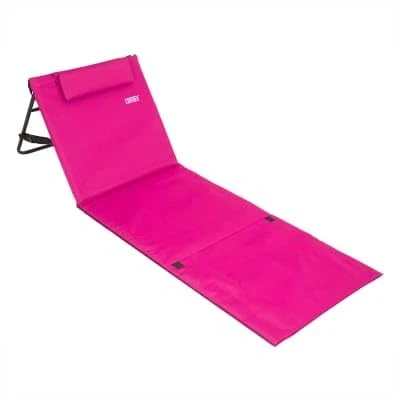 Abbildung von DeTeX® Strandliege Leicht Gepolstert Faltbar mit Rückenlehne Verstellbar Seitentasche Kissen Tragegurt Wetterfest Strand Strandmatte Liege Pink
