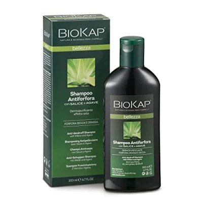 Abbildung von BIOKAP BELLEZZA Anti Schuppen Shampoo 200 ml für trockenes Haar juckende Kopfhaut ätherische Öle Bio Rosmarin Teebaumöl Menthol Kaktus Johannisbeere Agave VEGAN