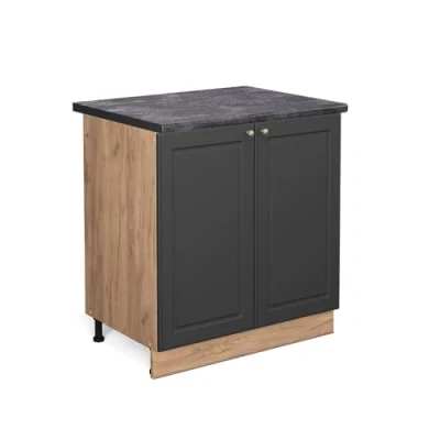 Abbildung von Vicco Spülenunterschrank Fame Line, Anthrazit Gold/Goldkraft Eiche, 80 cm, AP
