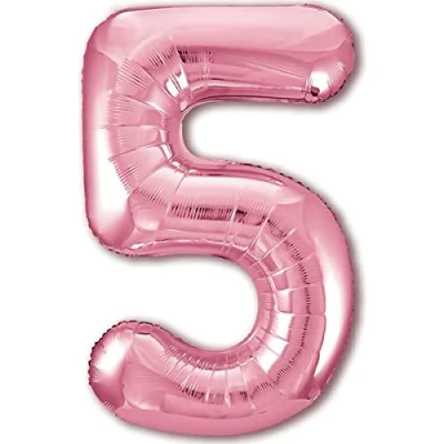 Abbildung von Luftballon 5. Geburtstag Zahl 5 Rosa XXL Riesen Folienballon 100cm Geburtstagsdeko Mädchen Ballon Deko zum Geburtstag. Fliegt mit Helium.