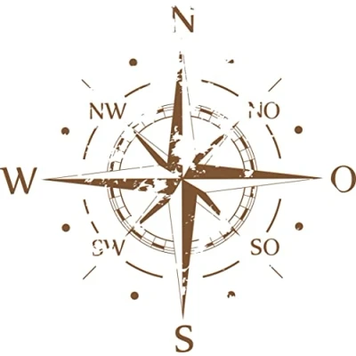 Abbildung von INDIGOS Wandtattoo Kompass Himmelsrichtungen Windrose Marine 96x96 cm Kupfer Dekoration Wandaufkleber für Wohnzimmer Kinderzimmer Büro Schule Firma