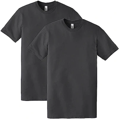 Abbildung von American Apparel Unisex Erwachsene Fine Jersey Crewneck Short Sleeve, 2 Pack T Shirt, Asphalt, Medium