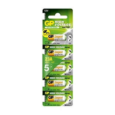 Abbildung von GP 23A 12v Batterie 5 Stück Super Alkaline A23s für Garagentoröffner, Fernbedienungen, Alarmsysteme, Bluetooth Headsets etc. (Original Blister Verpackung, Batterien einzeln entnehmbar)