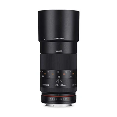 Abbildung von Samyang 100mm F2.8 Makro für Canon EF Vollformat und APS C Macro Teleobjektiv Festbrennweite Mount, manueller Fokus, EOS 1D X Mark III, 6D II, 850D