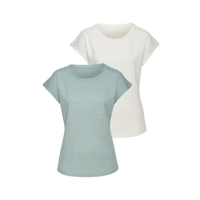 Abbildung von Vivance Kurzarmshirt &quot;mit dekorativem Häkeleinsatz&quot;, (2er Pack), aus bügelfreier Crêpe Qualität