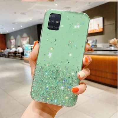 Abbildung von Glitzernder Transparenter Hülle Sternenhimmel Kompatibel mit Samsung Galaxy A71 4G Case TPU Schutzabdeckung für Schlankes Anti Stoß Handyhülle