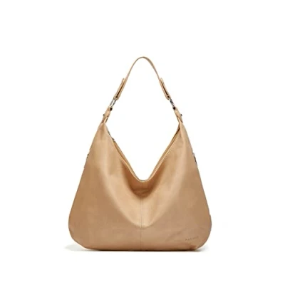Abbildung von Ashioup Hobo Taschen für Damen, weiches PU Leder, lockere Schultertasche, Geldbörse mit Reißverschluss, aprikose, Einheitsgröße