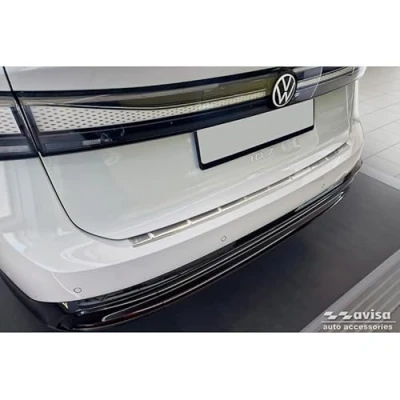 Abbildung von Avisa Matt Schwarz Edelstahl Heckstoßstangenschutz kompatibel mit Volkswagen ID.7 2023 &#039;Ribs&#039;