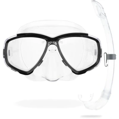 Abbildung von Cressi Perla Unisex Erwachsene Schnorchelset Maske + Schnorchel Mexico, Transparent/Schwarz, Einheitsgröße