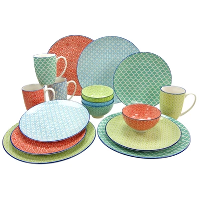 Abbildung von CreaTable Kombiservice &quot;Geschirr Set Mediterran&quot;, (Set, 16 tlg., Kaffeeservice und Tafelservice im Set, für 4 Personen), Service, Teile, Personen