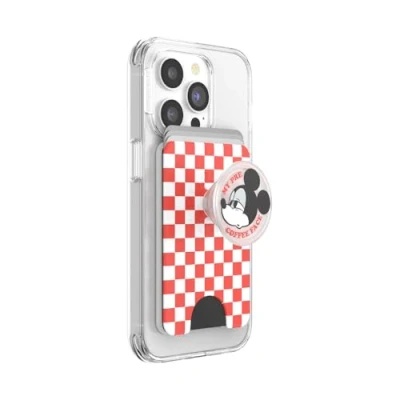 Abbildung von PopSockets: PopWallet+ für MagSafe Kartenhalter mit integriertem austauschbarem PopTop Smartphones und Hüllen Mickey&#039;s Coffee Face