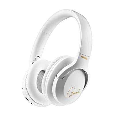Abbildung von NGS ARTICA Greed White Supra aurale kabellose Kopfhörer, kompatibel mit Bluetooth Technologie, leicht und faltbar, integriertes Mikrofon, 40 Stunden Batterielebensdauer, Farbe Weiß