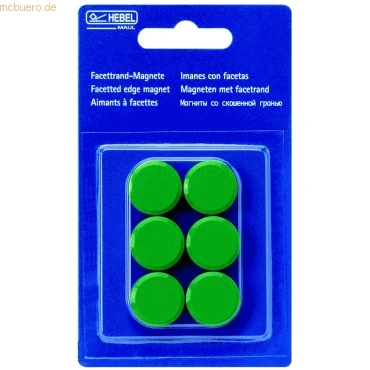 Abbildung von MAUL Facetterand Magnete (6 Stück) MAULpro Ø 20mm mini aus Kunststoff starke für Whiteboard und Magnettafel ideal Büro, Homeoffice Werkstatt Grün