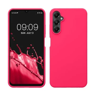 Abbildung von kwmobile Hülle kompatibel mit Samsung Galaxy A05s Silikon Handy Case Handyhülle weiche Oberfläche kabelloses Laden Neon Pink
