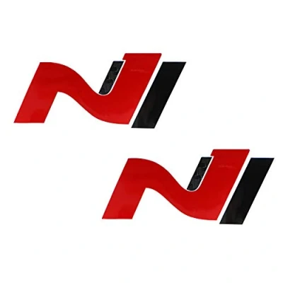 Abbildung von 2er Set Folie Schutzfolie für Dekor Logo Vorne und Hinten Emblem Aufkleber Front Heck Selbstklebend Passgenau Auto K054 (Carbon/Rot/Schwarz)