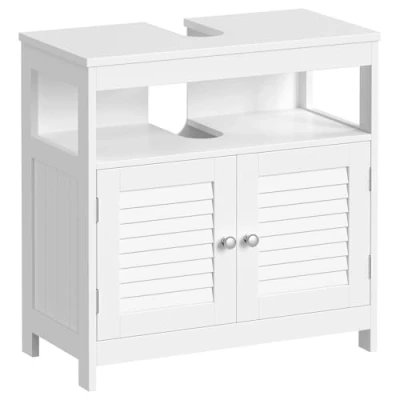 Abbildung von VASAGLE Waschbeckenunterschrank Badschrank Unterschrank mit Lamellentüren, 2 Fächer, 60 x 30 cm