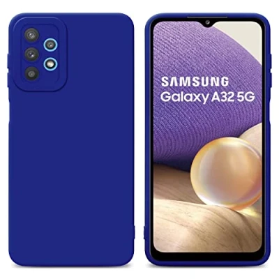 Abbildung von Cadorabo Hülle kompatibel mit Samsung Galaxy A32 5G Schutzhülle TPU Silikon Case Liquid Design Kameraschutz Slim Kratzfest Weiche Gummi Rundumschutz für in Blau